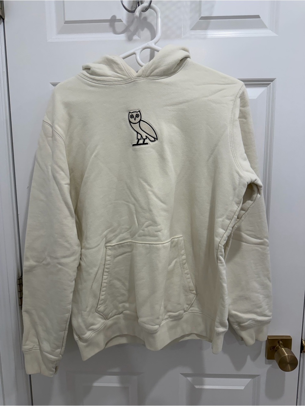 OVO Ivory Pullover Hoodie with Embroidered Owl